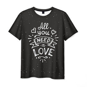 Мужская футболка 3D с принтом Любовь надпись в Новосибирске, 100% полиэфир | прямой крой, круглый вырез горловины, длина до линии бедер | 14 февраля | love | влюбленный | день святого валентина | любовь | милый | романтика | сердце