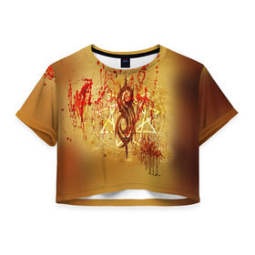 Женская футболка 3D укороченная с принтом Slipknot в Новосибирске, 100% полиэстер | круглая горловина, длина футболки до линии талии, рукава с отворотами | deth | rock | slipknot | мрак | рок | слипнот