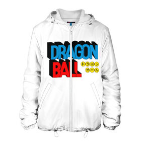 Мужская куртка 3D с принтом Dragon Ball Logo в Новосибирске, ткань верха — 100% полиэстер, подклад — флис | прямой крой, подол и капюшон оформлены резинкой с фиксаторами, два кармана без застежек по бокам, один большой потайной карман на груди. Карман на груди застегивается на липучку | болл | драгон | лого | логотип