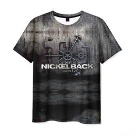 Мужская футболка 3D с принтом Nickelback в Новосибирске, 100% полиэфир | прямой крой, круглый вырез горловины, длина до линии бедер | nickelback | группа | никельбэк | рок