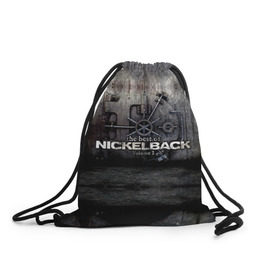 Рюкзак-мешок 3D с принтом Nickelback в Новосибирске, 100% полиэстер | плотность ткани — 200 г/м2, размер — 35 х 45 см; лямки — толстые шнурки, застежка на шнуровке, без карманов и подкладки | nickelback | группа | никельбэк | рок
