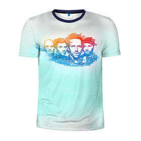 Мужская футболка 3D спортивная с принтом Coldplay в Новосибирске, 100% полиэстер с улучшенными характеристиками | приталенный силуэт, круглая горловина, широкие плечи, сужается к линии бедра | 