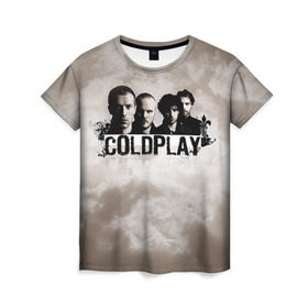 Женская футболка 3D с принтом Coldplay в Новосибирске, 100% полиэфир ( синтетическое хлопкоподобное полотно) | прямой крой, круглый вырез горловины, длина до линии бедер | coldplay | rock | колдплэй | рок