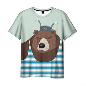 Мужская футболка 3D с принтом Русский медведь в Новосибирске, 100% полиэфир | прямой крой, круглый вырез горловины, длина до линии бедер | 23 февраля | армия | медведь | мишка | подарок парню | россия | рф | солдат | флот | я русский