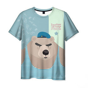 Мужская футболка 3D с принтом Вдвшник в Новосибирске, 100% полиэфир | прямой крой, круглый вырез горловины, длина до линии бедер | 23 февраля | армия | медведь | мишка | морской | пехота | подарок парню | россия | рф | солдат | флот | я русский