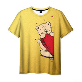 Мужская футболка 3D с принтом Медведи б в Новосибирске, 100% полиэфир | прямой крой, круглый вырез горловины, длина до линии бедер | 14 февраля | heart | love | влюбленные | день святого валентина | лав | любовь | пара | подарок | сердечки | сердце
