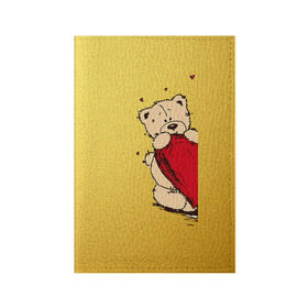 Обложка для паспорта матовая кожа с принтом Медведи б в Новосибирске, натуральная матовая кожа | размер 19,3 х 13,7 см; прозрачные пластиковые крепления | Тематика изображения на принте: 14 февраля | heart | love | влюбленные | день святого валентина | лав | любовь | пара | подарок | сердечки | сердце