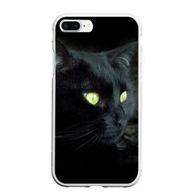 Чехол для iPhone 7Plus/8 Plus матовый с принтом Черный в Новосибирске, Силикон | Область печати: задняя сторона чехла, без боковых панелей | домашняя | животное | кот | котэ | кошка | черный