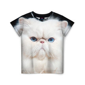Детская футболка 3D с принтом Персидский кот в Новосибирске, 100% гипоаллергенный полиэфир | прямой крой, круглый вырез горловины, длина до линии бедер, чуть спущенное плечо, ткань немного тянется | домашняя | животное | кот | котэ | кошка | персидский