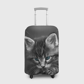 Чехол для чемодана 3D с принтом Котенок в Новосибирске, 86% полиэфир, 14% спандекс | двустороннее нанесение принта, прорези для ручек и колес | домашняя | животное | кот | котэ | кошка