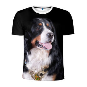 Мужская футболка 3D спортивная с принтом Бернский зенненхунд в Новосибирске, 100% полиэстер с улучшенными характеристиками | приталенный силуэт, круглая горловина, широкие плечи, сужается к линии бедра | Тематика изображения на принте: бернский зенненхунд | животное | порода | собака
