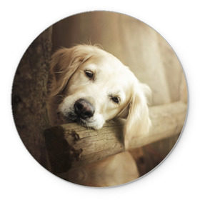 Коврик круглый с принтом Золотистый ретривер в Новосибирске, резина и полиэстер | круглая форма, изображение наносится на всю лицевую часть | животное | золотистый ретривер | порода | собака
