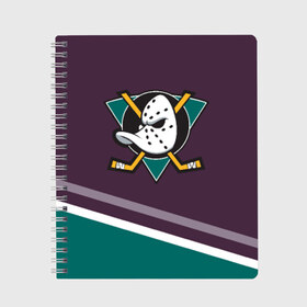 Тетрадь с принтом Anaheim Ducks Selanne в Новосибирске, 100% бумага | 48 листов, плотность листов — 60 г/м2, плотность картонной обложки — 250 г/м2. Листы скреплены сбоку удобной пружинной спиралью. Уголки страниц и обложки скругленные. Цвет линий — светло-серый
 | anaheim ducks | hockey | nhl | нхл | спорт | хоккей