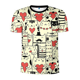 Мужская футболка 3D спортивная с принтом Любящие котики в Новосибирске, 100% полиэстер с улучшенными характеристиками | приталенный силуэт, круглая горловина, широкие плечи, сужается к линии бедра | Тематика изображения на принте: 14 февраля | cat | love | love you | валентин | влюбленные | день святого валентина | кот | котики | лав | любовь | подарок девушке | подарок парню