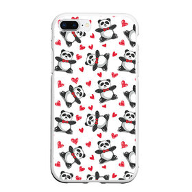Чехол для iPhone 7Plus/8 Plus матовый с принтом Панда и любовь в Новосибирске, Силикон | Область печати: задняя сторона чехла, без боковых панелей | 14 февраля | bears | love | love you | валентин | влюбленные | день святого валентина | лав | любовь | медведб | медведи | мишки | подарок девушке | подарок парню
