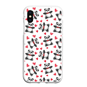 Чехол для iPhone XS Max матовый с принтом Панда и любовь в Новосибирске, Силикон | Область печати: задняя сторона чехла, без боковых панелей | 14 февраля | bears | love | love you | валентин | влюбленные | день святого валентина | лав | любовь | медведб | медведи | мишки | подарок девушке | подарок парню