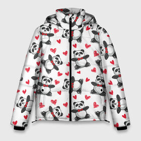 Мужская зимняя куртка 3D с принтом Панда и любовь в Новосибирске, верх — 100% полиэстер; подкладка — 100% полиэстер; утеплитель — 100% полиэстер | длина ниже бедра, свободный силуэт Оверсайз. Есть воротник-стойка, отстегивающийся капюшон и ветрозащитная планка. 

Боковые карманы с листочкой на кнопках и внутренний карман на молнии. | 14 февраля | bears | love | love you | валентин | влюбленные | день святого валентина | лав | любовь | медведб | медведи | мишки | подарок девушке | подарок парню