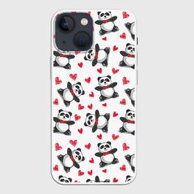 Чехол для iPhone 13 mini с принтом Панда и любовь в Новосибирске,  |  | 14 февраля | bears | love | love you | валентин | влюбленные | день святого валентина | лав | любовь | медведб | медведи | мишки | подарок девушке | подарок парню