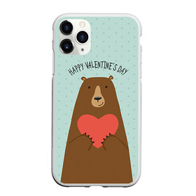 Чехол для iPhone 11 Pro матовый с принтом Медведь с сердцем в Новосибирске, Силикон |  | 14 февраля | bears | love | love you | валентин | влюбленные | день святого валентина | лав | любовь | медведб | медведи | мишки | подарок девушке | подарок парню