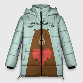 Женская зимняя куртка 3D с принтом Медведь с сердцем в Новосибирске, верх — 100% полиэстер; подкладка — 100% полиэстер; утеплитель — 100% полиэстер | длина ниже бедра, силуэт Оверсайз. Есть воротник-стойка, отстегивающийся капюшон и ветрозащитная планка. 

Боковые карманы с листочкой на кнопках и внутренний карман на молнии | 14 февраля | bears | love | love you | валентин | влюбленные | день святого валентина | лав | любовь | медведб | медведи | мишки | подарок девушке | подарок парню