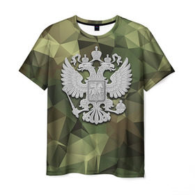Мужская футболка 3D с принтом Камуфляж и герб в Новосибирске, 100% полиэфир | прямой крой, круглый вырез горловины, длина до линии бедер | 23 | 23 февраля | армия | герб | камуфляж | комуфляж | подарок | подарок любимому | подарок мужу | подарок мужчине | подарок на 23 февраля | подарок парню