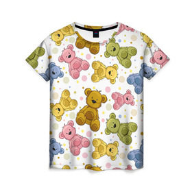 Женская футболка 3D с принтом Медвежата в Новосибирске, 100% полиэфир ( синтетическое хлопкоподобное полотно) | прямой крой, круглый вырез горловины, длина до линии бедер | 14 февраля | bears | teddy | валентин | день святого валентина | игрушки | медведи | милый | мимими | мишка | мишки | подарки | подарок | подарок девушке | подарок парню | тедди