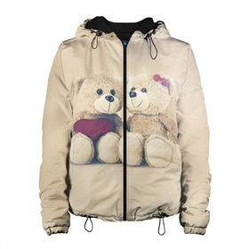 Женская куртка 3D с принтом Love teddy bears в Новосибирске, ткань верха — 100% полиэстер, подклад — флис | прямой крой, подол и капюшон оформлены резинкой с фиксаторами, два кармана без застежек по бокам, один большой потайной карман на груди. Карман на груди застегивается на липучку | 14 февраля | bears | teddy | валентин | день святого валентина | игрушки | медведи | милый | мимими | мишка | мишки | подарки | подарок | подарок девушке | подарок парню | тедди