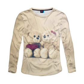 Женский лонгслив 3D с принтом Love teddy bears в Новосибирске, 100% полиэстер | длинные рукава, круглый вырез горловины, полуприлегающий силуэт | 14 февраля | bears | teddy | валентин | день святого валентина | игрушки | медведи | милый | мимими | мишка | мишки | подарки | подарок | подарок девушке | подарок парню | тедди