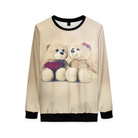 Женский свитшот 3D с принтом Love teddy bears в Новосибирске, 100% полиэстер с мягким внутренним слоем | круглый вырез горловины, мягкая резинка на манжетах и поясе, свободная посадка по фигуре | 14 февраля | bears | teddy | валентин | день святого валентина | игрушки | медведи | милый | мимими | мишка | мишки | подарки | подарок | подарок девушке | подарок парню | тедди