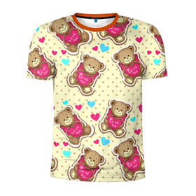 Мужская футболка 3D спортивная с принтом Мишки в Новосибирске, 100% полиэстер с улучшенными характеристиками | приталенный силуэт, круглая горловина, широкие плечи, сужается к линии бедра | 14 февраля | bears | teddy | валентин | день святого валентина | игрушки | медведи | милый | мимими | мишка | мишки | подарки | подарок | подарок девушке | подарок парню | тедди