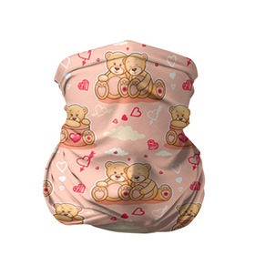 Бандана-труба 3D с принтом Love Teddies в Новосибирске, 100% полиэстер, ткань с особыми свойствами — Activecool | плотность 150‒180 г/м2; хорошо тянется, но сохраняет форму | 14 февраля | bears | teddy | валентин | день святого валентина | игрушки | медведи | милый | мимими | мишка | мишки | подарки | подарок | подарок девушке | подарок парню | тедди