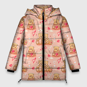 Женская зимняя куртка 3D с принтом Love Teddies в Новосибирске, верх — 100% полиэстер; подкладка — 100% полиэстер; утеплитель — 100% полиэстер | длина ниже бедра, силуэт Оверсайз. Есть воротник-стойка, отстегивающийся капюшон и ветрозащитная планка. 

Боковые карманы с листочкой на кнопках и внутренний карман на молнии | Тематика изображения на принте: 14 февраля | bears | teddy | валентин | день святого валентина | игрушки | медведи | милый | мимими | мишка | мишки | подарки | подарок | подарок девушке | подарок парню | тедди