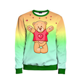 Детский свитшот 3D с принтом Funny Bear в Новосибирске, 100% полиэстер | свободная посадка, прямой крой, мягкая тканевая резинка на рукавах и понизу свитшота | Тематика изображения на принте: 14 февраля | bears | teddy | валентин | день святого валентина | игрушки | медведи | милый | мимими | мишка | мишки | подарки | подарок | подарок девушке | подарок парню | тедди