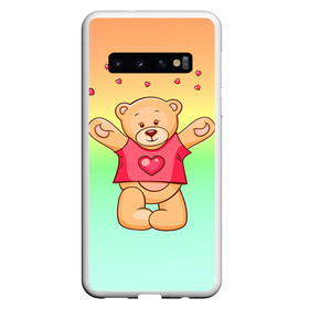 Чехол для Samsung Galaxy S10 с принтом Funny Bear в Новосибирске, Силикон | Область печати: задняя сторона чехла, без боковых панелей | Тематика изображения на принте: 14 февраля | bears | teddy | валентин | день святого валентина | игрушки | медведи | милый | мимими | мишка | мишки | подарки | подарок | подарок девушке | подарок парню | тедди