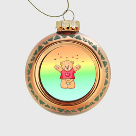 Стеклянный ёлочный шар с принтом Funny Bear в Новосибирске, Стекло | Диаметр: 80 мм | Тематика изображения на принте: 14 февраля | bears | teddy | валентин | день святого валентина | игрушки | медведи | милый | мимими | мишка | мишки | подарки | подарок | подарок девушке | подарок парню | тедди