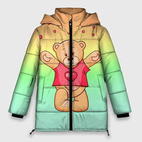 Женская зимняя куртка 3D с принтом Funny Bear в Новосибирске, верх — 100% полиэстер; подкладка — 100% полиэстер; утеплитель — 100% полиэстер | длина ниже бедра, силуэт Оверсайз. Есть воротник-стойка, отстегивающийся капюшон и ветрозащитная планка. 

Боковые карманы с листочкой на кнопках и внутренний карман на молнии | 14 февраля | bears | teddy | валентин | день святого валентина | игрушки | медведи | милый | мимими | мишка | мишки | подарки | подарок | подарок девушке | подарок парню | тедди