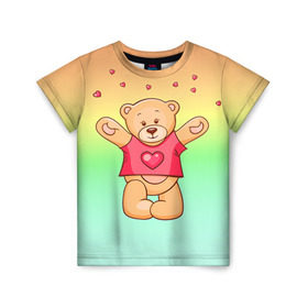 Детская футболка 3D с принтом Funny Bear в Новосибирске, 100% гипоаллергенный полиэфир | прямой крой, круглый вырез горловины, длина до линии бедер, чуть спущенное плечо, ткань немного тянется | 14 февраля | bears | teddy | валентин | день святого валентина | игрушки | медведи | милый | мимими | мишка | мишки | подарки | подарок | подарок девушке | подарок парню | тедди