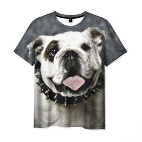 Мужская футболка 3D с принтом Английский бульдог в Новосибирске, 100% полиэфир | прямой крой, круглый вырез горловины, длина до линии бедер | животное | порода | собака | французский бульдог