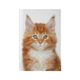 Обложка для паспорта матовая кожа с принтом Рыжий котенок в Новосибирске, натуральная матовая кожа | размер 19,3 х 13,7 см; прозрачные пластиковые крепления | животное | порода | рыжий котенок