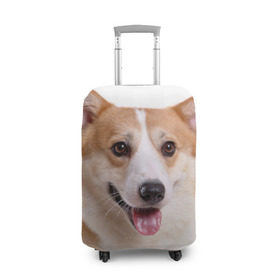 Чехол для чемодана 3D с принтом Пемброк-вельш-корги в Новосибирске, 86% полиэфир, 14% спандекс | двустороннее нанесение принта, прорези для ручек и колес | Тематика изображения на принте: животное | пемброк вельш корги | порода | собака