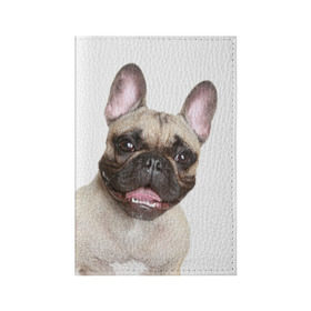 Обложка для паспорта матовая кожа с принтом Французский бульдог в Новосибирске, натуральная матовая кожа | размер 19,3 х 13,7 см; прозрачные пластиковые крепления | животное | порода | собака | французский бульдог