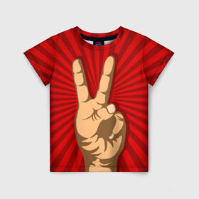 Детская футболка 3D с принтом Всё Peace DATA в Новосибирске, 100% гипоаллергенный полиэфир | прямой крой, круглый вырез горловины, длина до линии бедер, чуть спущенное плечо, ткань немного тянется | Тематика изображения на принте: good | ok | жест | настроение | окей | отлично | рука | хорошо