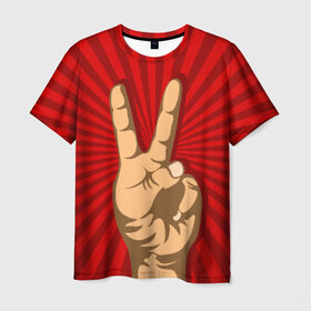 Мужская футболка 3D с принтом Всё Peace DATA в Новосибирске, 100% полиэфир | прямой крой, круглый вырез горловины, длина до линии бедер | good | ok | жест | настроение | окей | отлично | рука | хорошо