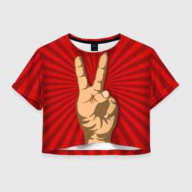 Женская футболка 3D укороченная с принтом Всё Peace DATA в Новосибирске, 100% полиэстер | круглая горловина, длина футболки до линии талии, рукава с отворотами | good | ok | жест | настроение | окей | отлично | рука | хорошо