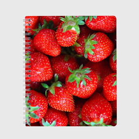 Тетрадь с принтом Клубничная в Новосибирске, 100% бумага | 48 листов, плотность листов — 60 г/м2, плотность картонной обложки — 250 г/м2. Листы скреплены сбоку удобной пружинной спиралью. Уголки страниц и обложки скругленные. Цвет линий — светло-серый
 | strawberry | vegan | vegetarian | веган | вегетарианство | йога | клубника | фитнес