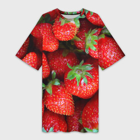 Платье-футболка 3D с принтом Клубничная в Новосибирске,  |  | Тематика изображения на принте: strawberry | vegan | vegetarian | веган | вегетарианство | йога | клубника | фитнес