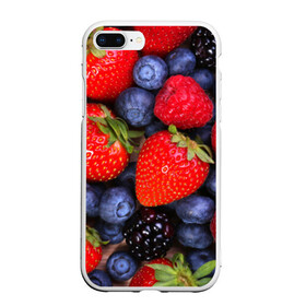 Чехол для iPhone 7Plus/8 Plus матовый с принтом Berries в Новосибирске, Силикон | Область печати: задняя сторона чехла, без боковых панелей | strawberry | vegan | vegetarian | веган | вегетарианство | земляника | йога | клубника | фитнес | черника | ягода