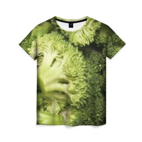 Женская футболка 3D с принтом Брокколи в Новосибирске, 100% полиэфир ( синтетическое хлопкоподобное полотно) | прямой крой, круглый вырез горловины, длина до линии бедер | vegan | vegetarian | брокколи | будизм | веган | вегетарианство | йога | сыроедение | фитнес