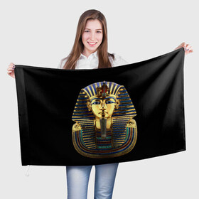 Флаг 3D с принтом Фараон Тутанхамон в Новосибирске, 100% полиэстер | плотность ткани — 95 г/м2, размер — 67 х 109 см. Принт наносится с одной стороны | Тематика изображения на принте: египет | тутанхамон | фараон | фараон тутанхамонмаска фараона