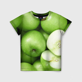 Детская футболка 3D с принтом Яблочная в Новосибирске, 100% гипоаллергенный полиэфир | прямой крой, круглый вырез горловины, длина до линии бедер, чуть спущенное плечо, ткань немного тянется | вегетарианство | яблоко